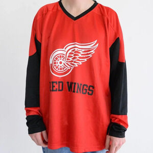 Officially Licensed Nhl Detroit Red Wings Red And Black Hockey Jersey Size Large